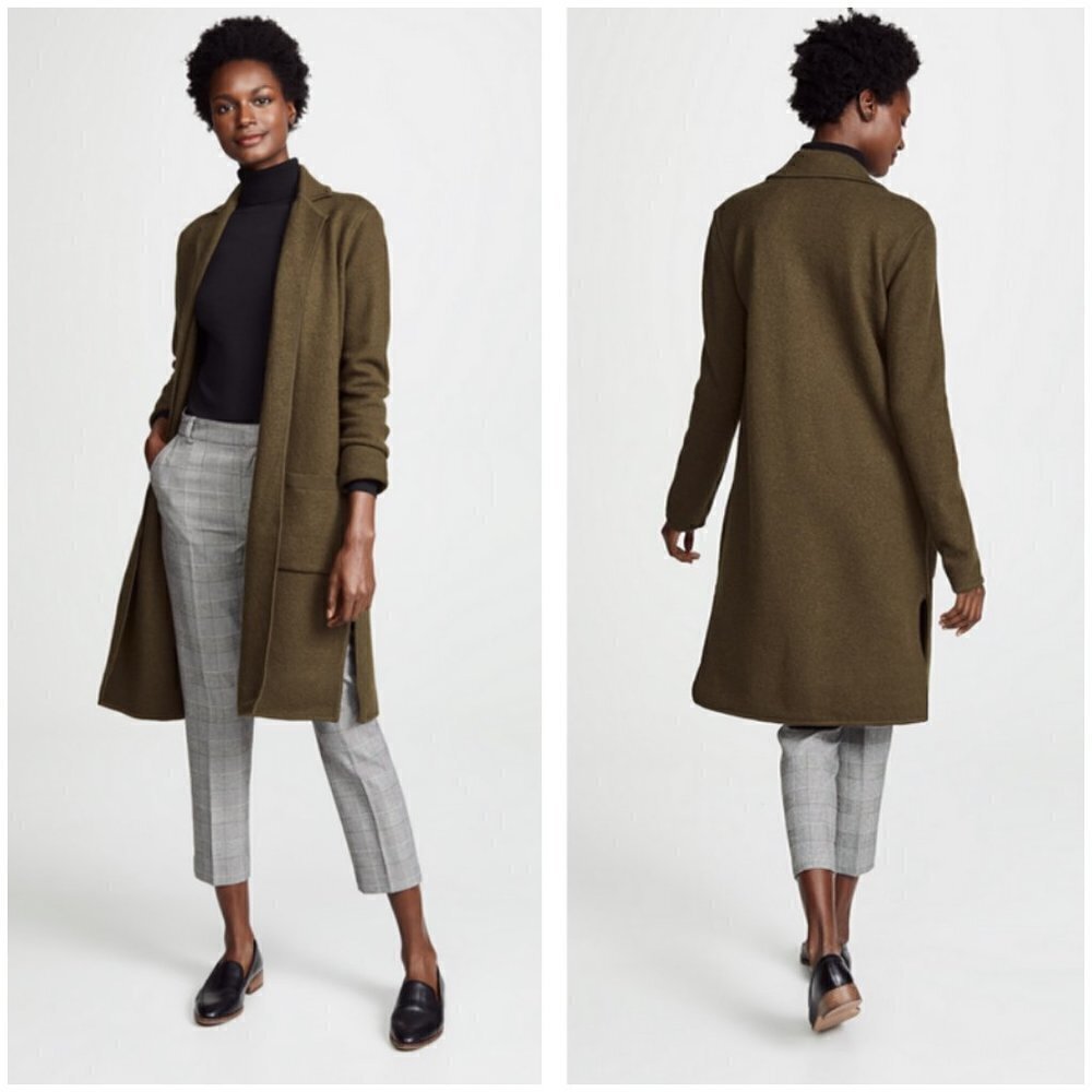 💕MADEWELL💕 Camden Sweater-Coat ~ 100% Merino Wool Olive Green XXS